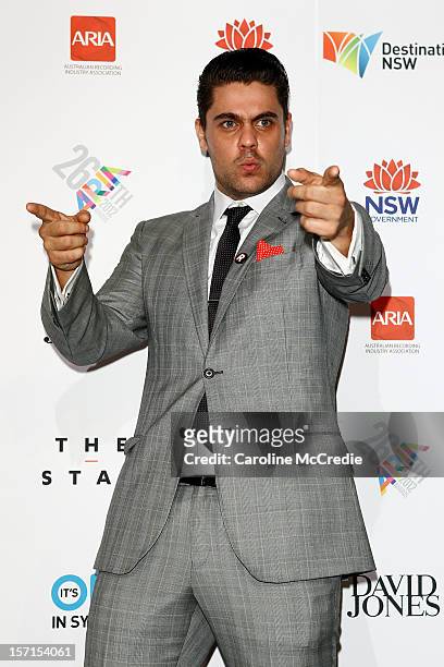 Dan Sultan poses in the awards room at the 26th Annual ARIA Awards 2012 at the Sydney Entertainment Centre on November 29, 2012 in Sydney, Australia.