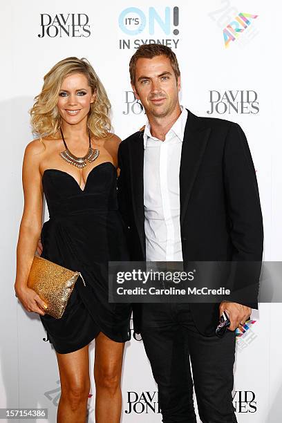 Sophie Falkiner and husband Tony Thomas arrive at the 26th Annual ARIA Awards 2012 at the Sydney Entertainment Centre on November 29, 2012 in Sydney,...