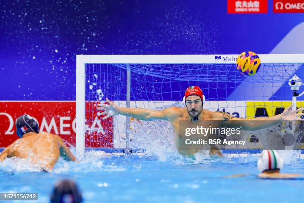 Gianmarco Nicosia of Italy during the World Aquatics Championships 2023 Men's Waterpolo Classification 5th-6th place match between Italy and France...