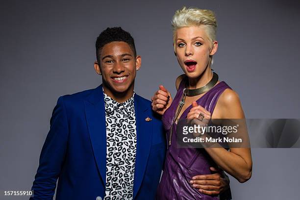 Host's Keiynan Lonsdale and Kate Peck pose after presenting an ARIA award at the 26th Annual ARIA Awards 2012 at the on November 29, 2012 in Sydney,...