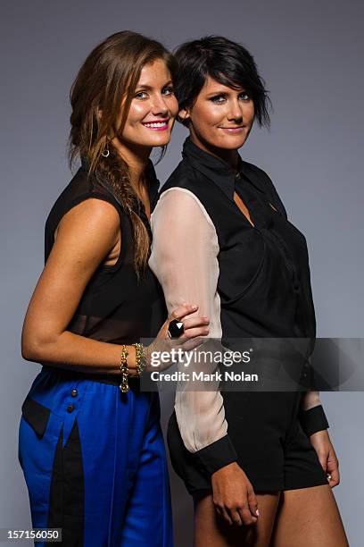 Samantha McClymont and Mollie McClymont of The McClymonts pose with the ARIA award for Best Country release at the 26th Annual ARIA Awards 2012 at...