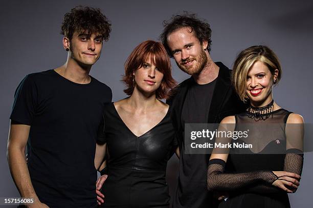 Nik Kaloper, Samuel Lockwood, Heather Shannon and Hayley Mary of the Jezabels poses after winning the ARIA for Best Independent Release at the 26th...