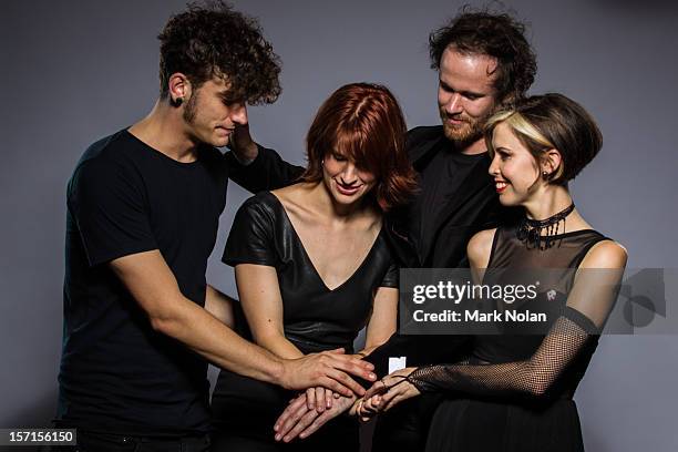 Nik Kaloper, Samuel Lockwood, Heather Shannon and Hayley Mary of the Jezabels poses after winning the ARIA for Best Independent Release at the 26th...