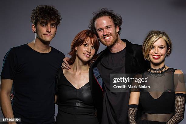 Nik Kaloper, Samuel Lockwood, Heather Shannon and Hayley Mary of the Jezabels poses after winning the ARIA for Best Independent Release at the 26th...