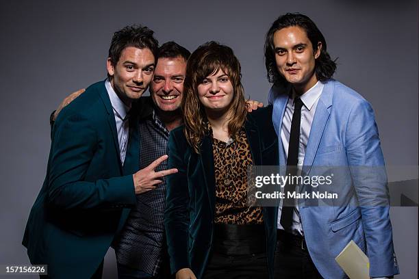 Aden Forte and Josh Soon of Feenixpawl and Ivan Gough and Georgi Kay pose after winning the ARIA for best dance release at the on November 29, 2012...