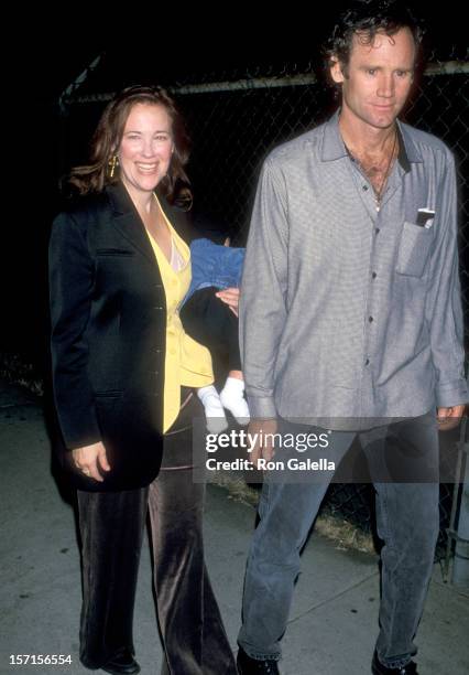 Actress Catherine O'Hara, husband Bo Welch, and son Dylan Welch attend Tim Burton's Art Exhibition on October 29, 1994 at the Garage Gallery in West...