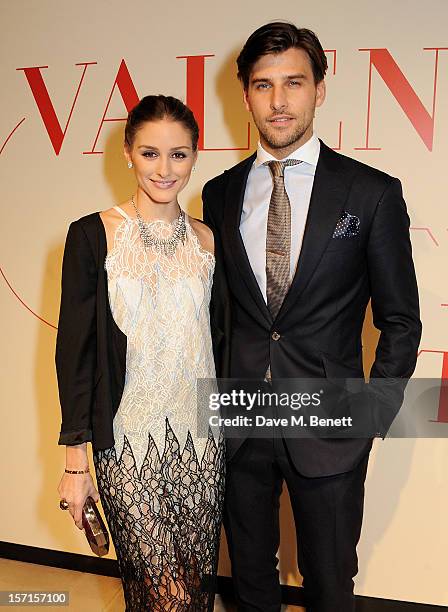 Olivia Palermo and Johannes Huebl attend a private view of 'Valentino: Master Of Couture', exhibiting from November 29th, 2012 - March 3 at Somerset...