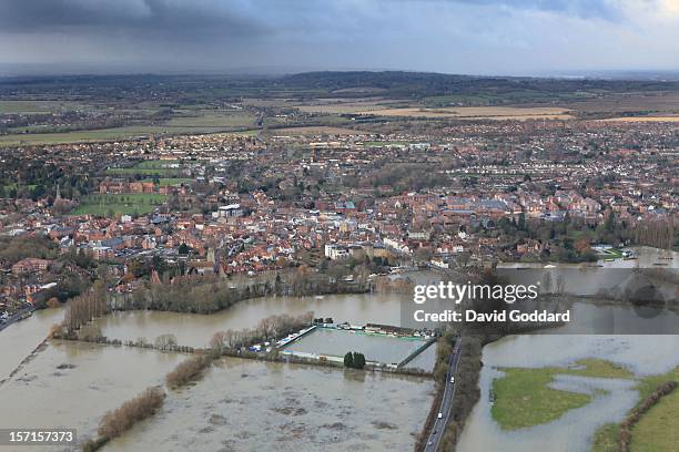 Flood waters of the river Thames surround the southern boundary of the town, on November 27, 2012 in Abingdon, England. Floodwaters threaten hundreds...