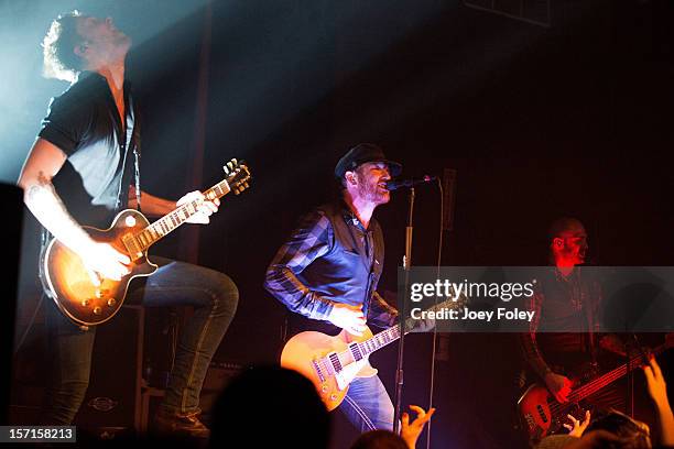 Alex Reed, Jason Lancaster, and Matt "Burns" Poulos of Go Radio performs live onstage at The Irving Theater on November 28, 2012 in Indianapolis,...