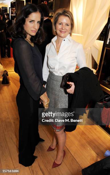 Carolina Herrera Baez and Viscountess Serena Linley attend the launch of CH Carolina Herrera's White Shirt Collection at their new Fulham Road store...