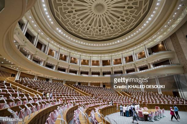 This picture taken on August 1, 2023 shows the interior of the new headquarters for the House of Representatives, the lower house of the Egyptian...