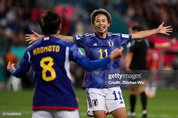 Naomoto Hikaru of Japan celebrates her goal with teammates during the FIFA Women's World Cup Australia & New Zealand 2023 Group C match between Japan...