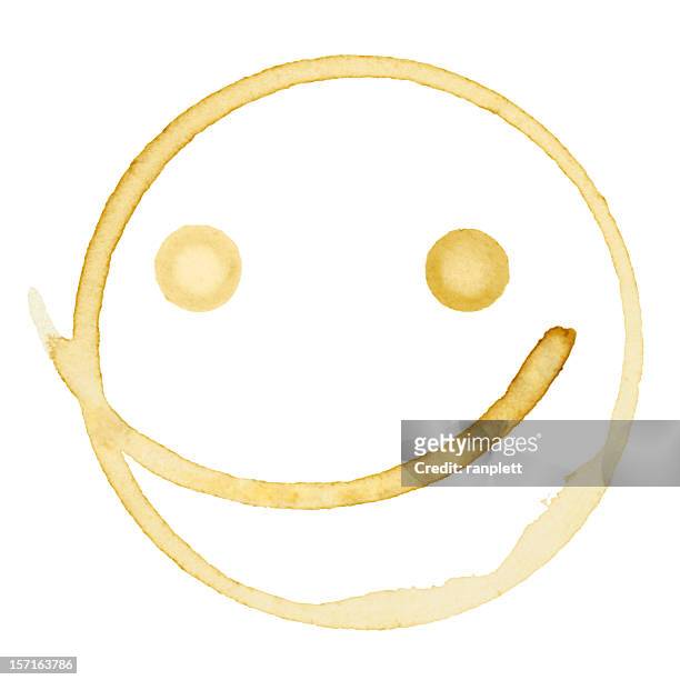 happy coffee stain isolated on a pure white background - pure white background bildbanksfoton och bilder