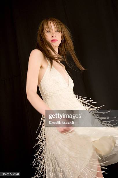 catwalk - fringe dress stock-fotos und bilder