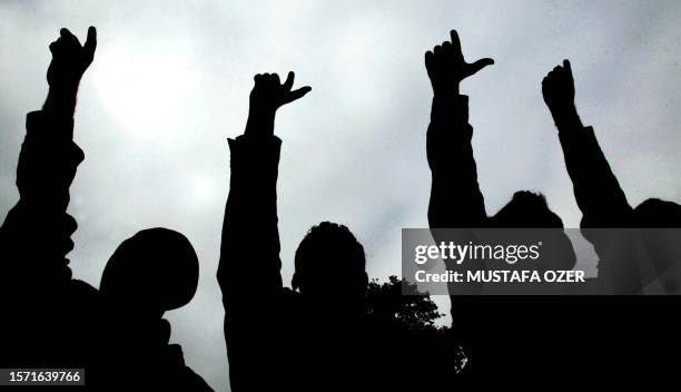 Turkish men chant Allahu akbar "God is the biggest" during the symbolic funeral ceremony of Arafat, at the Fatih Mosque, in Istanbul 12 November...