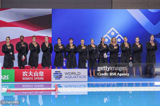 Ashleigh Johnson of USA, Madeline Musselman of USA, Tara Prentice of USA, Rachel Fattal of USA, Maggie Steffens of USA, Jewel Roemer of USA, Ryann...