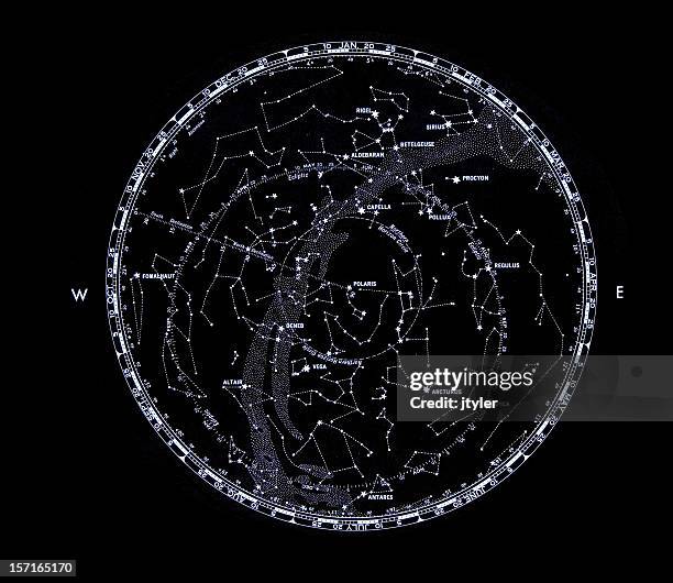 star map of the northern hemisphere - polaris stock pictures, royalty-free photos & images