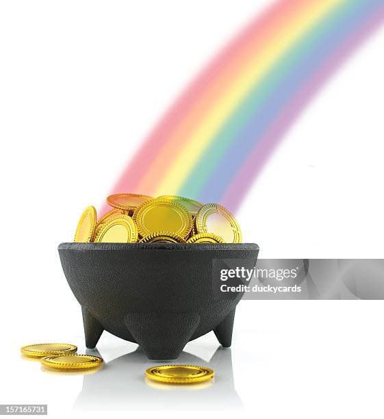 pot of gold and rainbow - pot of gold stock pictures, royalty-free photos & images