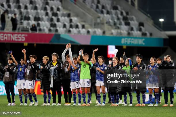 Players of Japan thank the fans after the FIFA Women's World Cup Australia & New Zealand 2023 Group C match between Japan and Costa Rica at Dunedin...