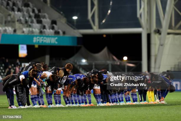 Players of Japan thank the fans after the FIFA Women's World Cup Australia & New Zealand 2023 Group C match between Japan and Costa Rica at Dunedin...