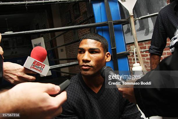 Yuriorkis Gamboa attends a Los Angeles media workout held at Fortune Gym on November 29, 2012 in Los Angeles, California.