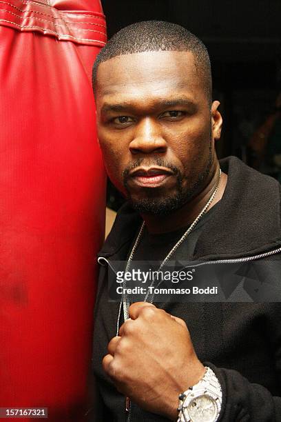 Curtis Jackson attends a Los Angeles media workout held at Fortune Gym on November 29, 2012 in Los Angeles, California.