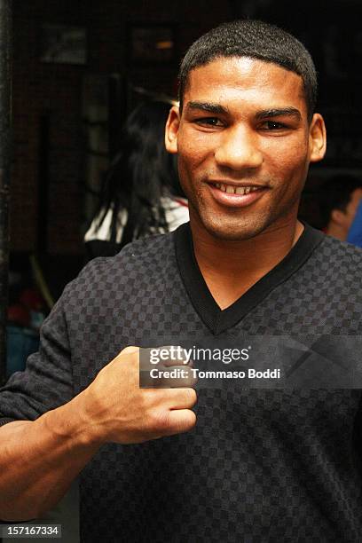 Yuriorkis Gamboa attends a Los Angeles media workout held at Fortune Gym on November 29, 2012 in Los Angeles, California.