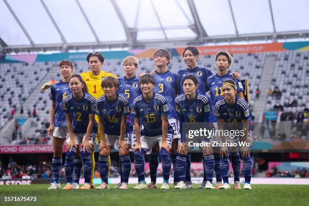 Players of Japan line up for team photo during the FIFA Women's World Cup Australia & New Zealand 2023 Group C match between Japan and Costa Rica at...