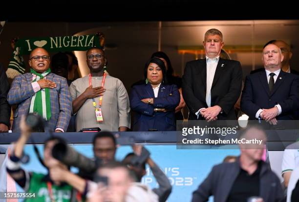 Queensland , Australia - 31 July 2023; Guests, from left, Anderson Madubike, High Commissioner of Nigeria; Felix Agwi, Nigeria delegation; FIFA...
