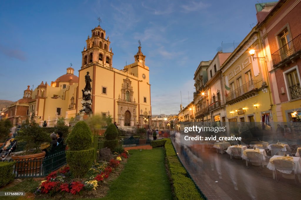 Guanajuato Plaza and Cathedral at Dusk