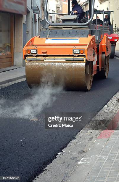 streetwork - asphalt roller stock pictures, royalty-free photos & images