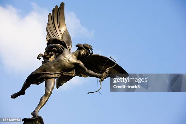 statue of eros, piccadilly circus, london - cupid stock pictures, royalty-free photos & images