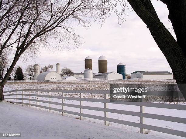 michigan farm in winter - michigan winter stock pictures, royalty-free photos & images