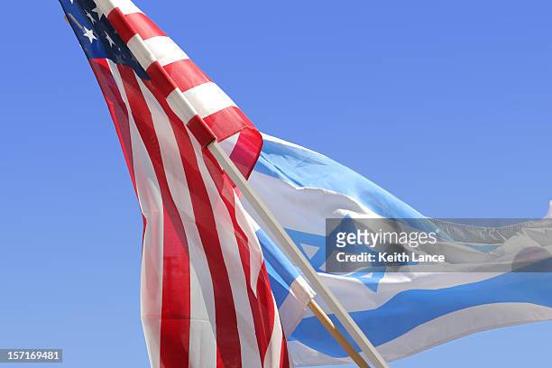 american and israeli flags - israel flag stock pictures, royalty-free photos & images