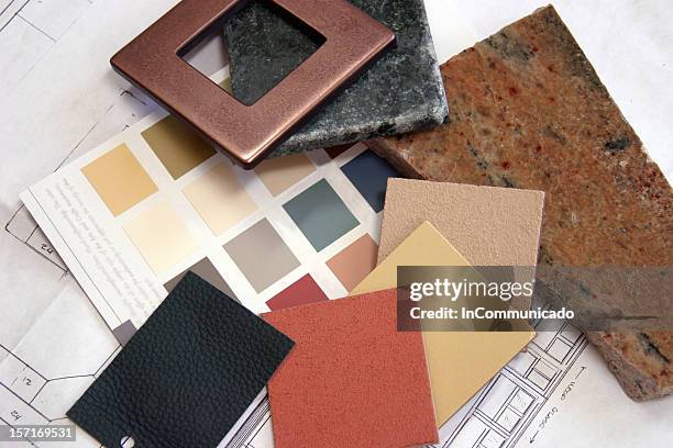 travaux de construction de la couleur des échantillons de 2 - échantillon de tissu photos et images de collection
