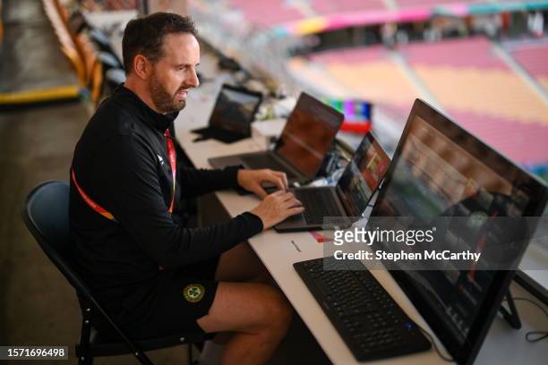 Queensland , Australia - 31 July 2023; Republic of Ireland head of performance analysis Ger Dunne during the FIFA Women's World Cup 2023 Group B...