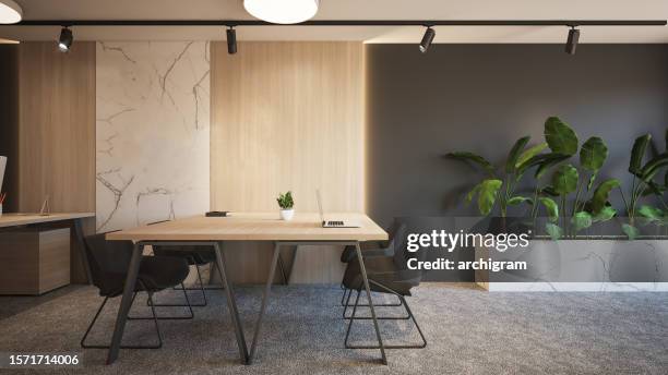 interior design. computer generated image of office. architectural visualization. 3d render. stock photo - kantoor stockfoto's en -beelden