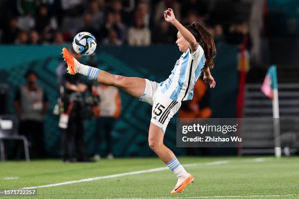 Florencia Bonsegundo of Argentina competes fo the ball during the FIFA Women's World Cup Australia & New Zealand 2023 Group G match between Italy and...