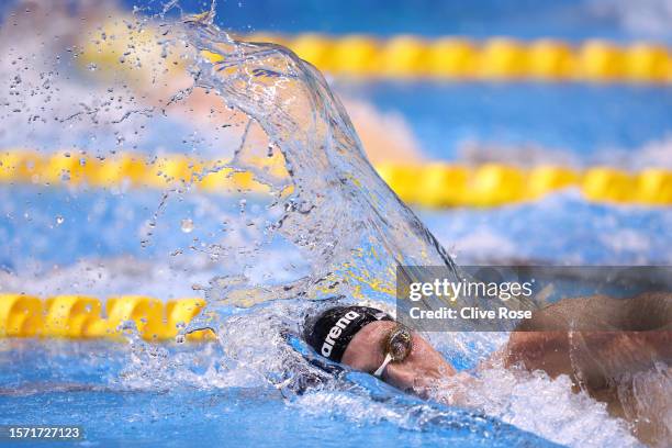 Daniel Wiffen of Team Ireland competes in the Men's 800m Freestyle Final on day four of the Fukuoka 2023 World Aquatics Championships at Marine Messe...