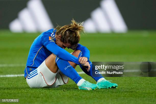 Cristiana Girelli of Italy and Juventus dejected after losing the FIFA Women's World Cup Australia &amp; New Zealand 2023 Group G match between South...