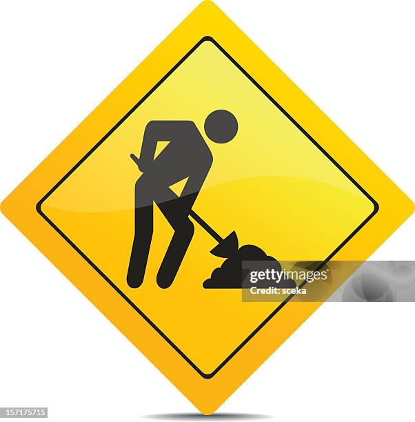 construction sign - men at work sign stock illustrations