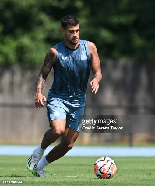 Bruno Guimaraes in action during the Pre Season Open Training session at the PACE Academy on July 25, 2023 in Atlanta, Georgia.