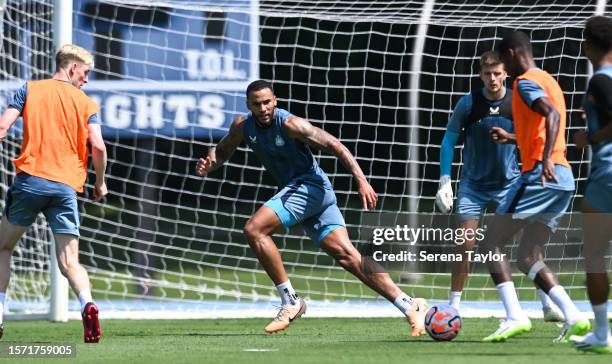 Jamaal Lascelles in action during the Pre Season Open Training session at the PACE Academy on July 25, 2023 in Atlanta, Georgia.