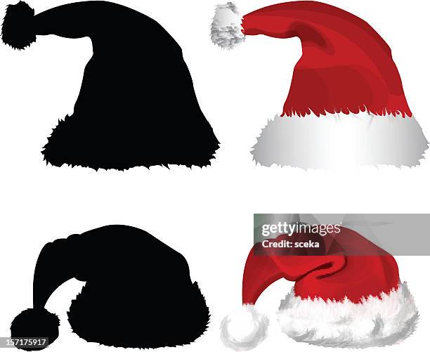 illustrazioni stock, clip art, cartoni animati e icone di tendenza di santa cappelli - cappello da babbo natale