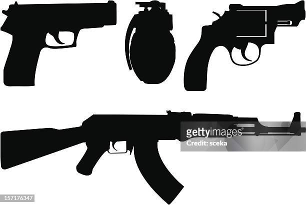 weapon - handgun illustration stock illustrations