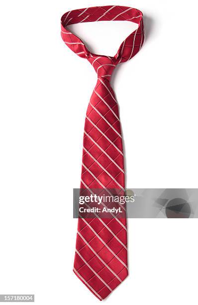 red necktie on white - tie stockfoto's en -beelden