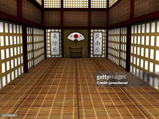 japanese dojo (rendering) - japanese martial arts stock pictures, royalty-free photos & images