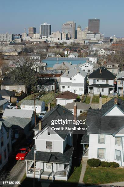 expansão urbana, bairro residencial, o acordo de dayton, ohio, horizonte da cidade - dayton ohio - fotografias e filmes do acervo