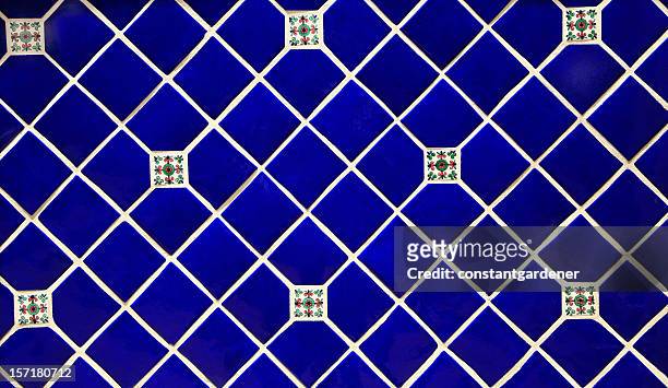 blue ceramic tile background - royal blue background stock pictures, royalty-free photos & images