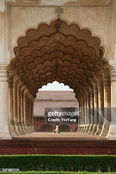 agra fort archway - red fort stock pictures, royalty-free photos & images